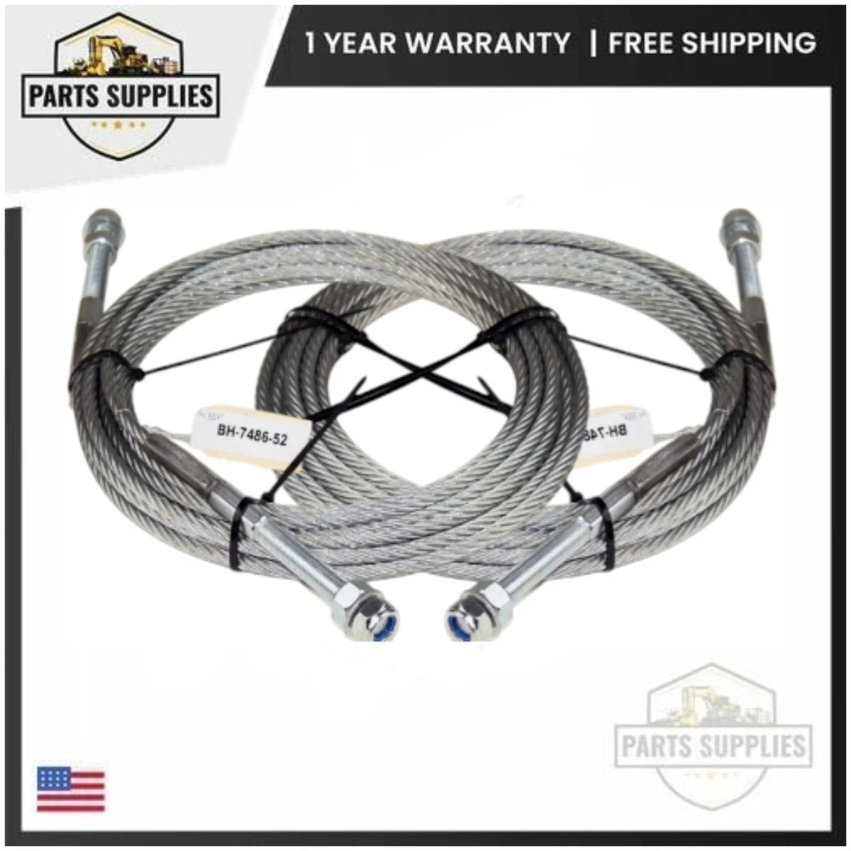 Set of 2 Equalizer Cables for Tuxedo TP11KAC-D 2-Post Lift