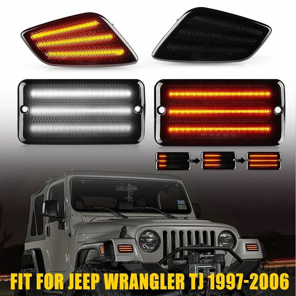 4X LED Front Fender Side Marker Signal Light for Jeep Wrangler TJ (1997–2006)