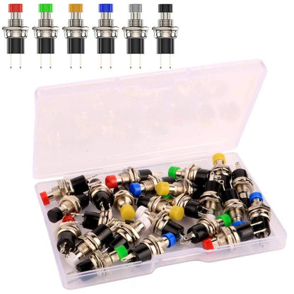 24pcs 7mm Mini Momentary Push Button Switch - Mixed Colors