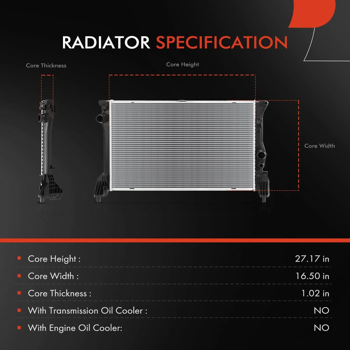 Radiator for Mercedes-Benz Metris (2016–2023) L4 2.0L
