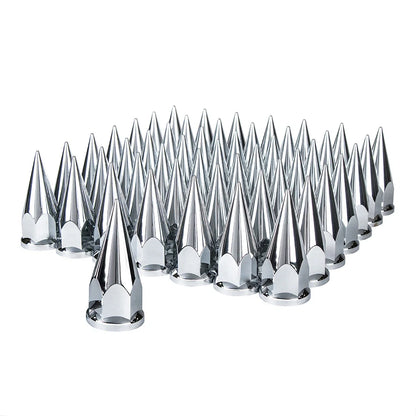 Chrome Spike Lug Nut Covers 33mm Push On Front for Jeep Wrangler (2007–2024)