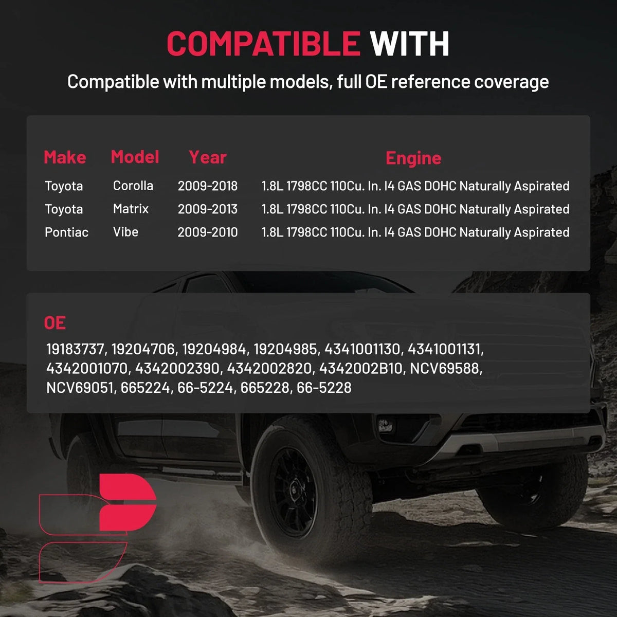 Set of 2 Front CV Axles for Toyota Corolla Matrix (2009–2019) 1.8L