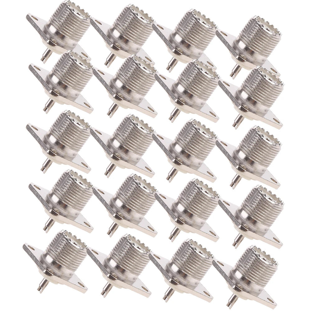 20PC UHF Female Jack SO-239 Bulkhead Panel Mount Connector