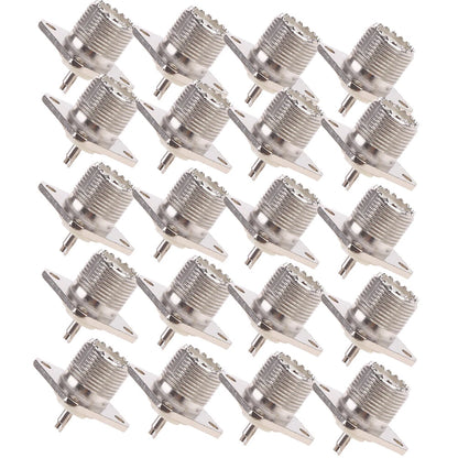 20PC UHF Female Jack SO-239 Bulkhead Panel Mount Connector