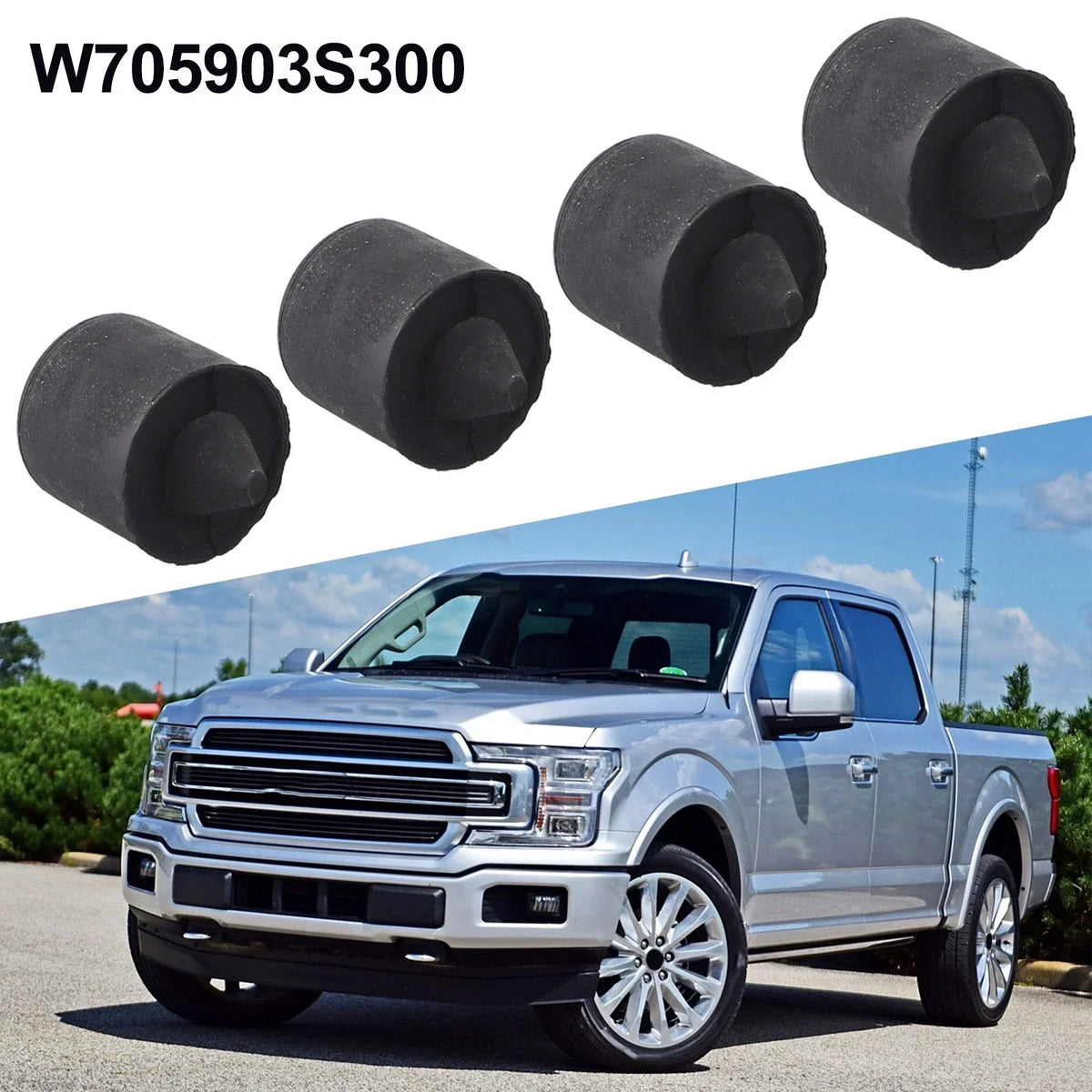 Rubber Bumper Set of 4 for Ford F150, Ranger, Lincoln (W705903S300)