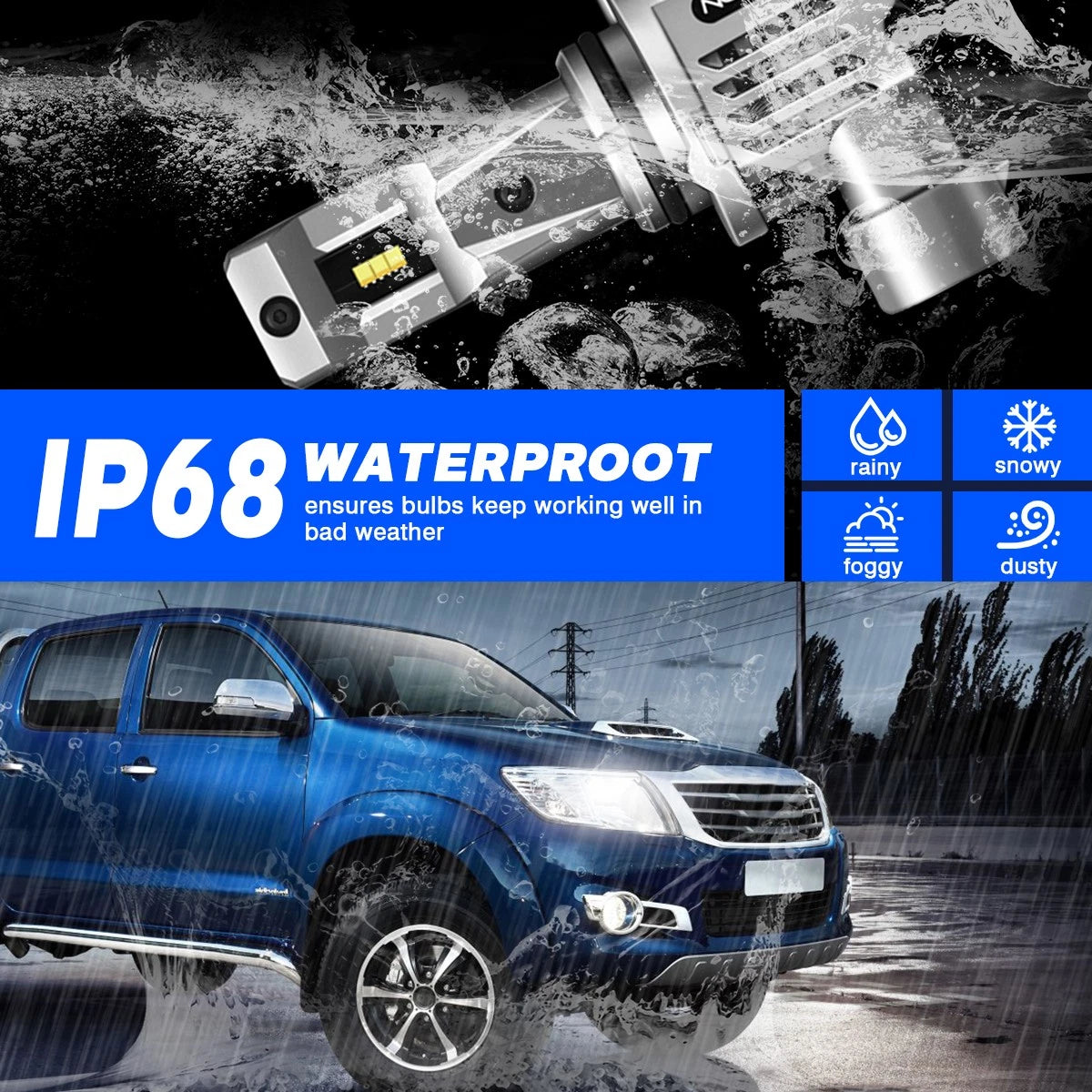 2X NOV A500-N30US-9006 9006 HB4 LED Headlight Bulbs for