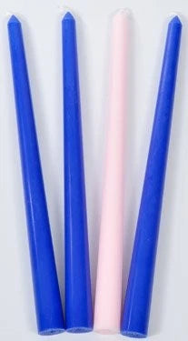 Set of 4 Blue Advent Candles - 10 Inch Wax Taper Candles