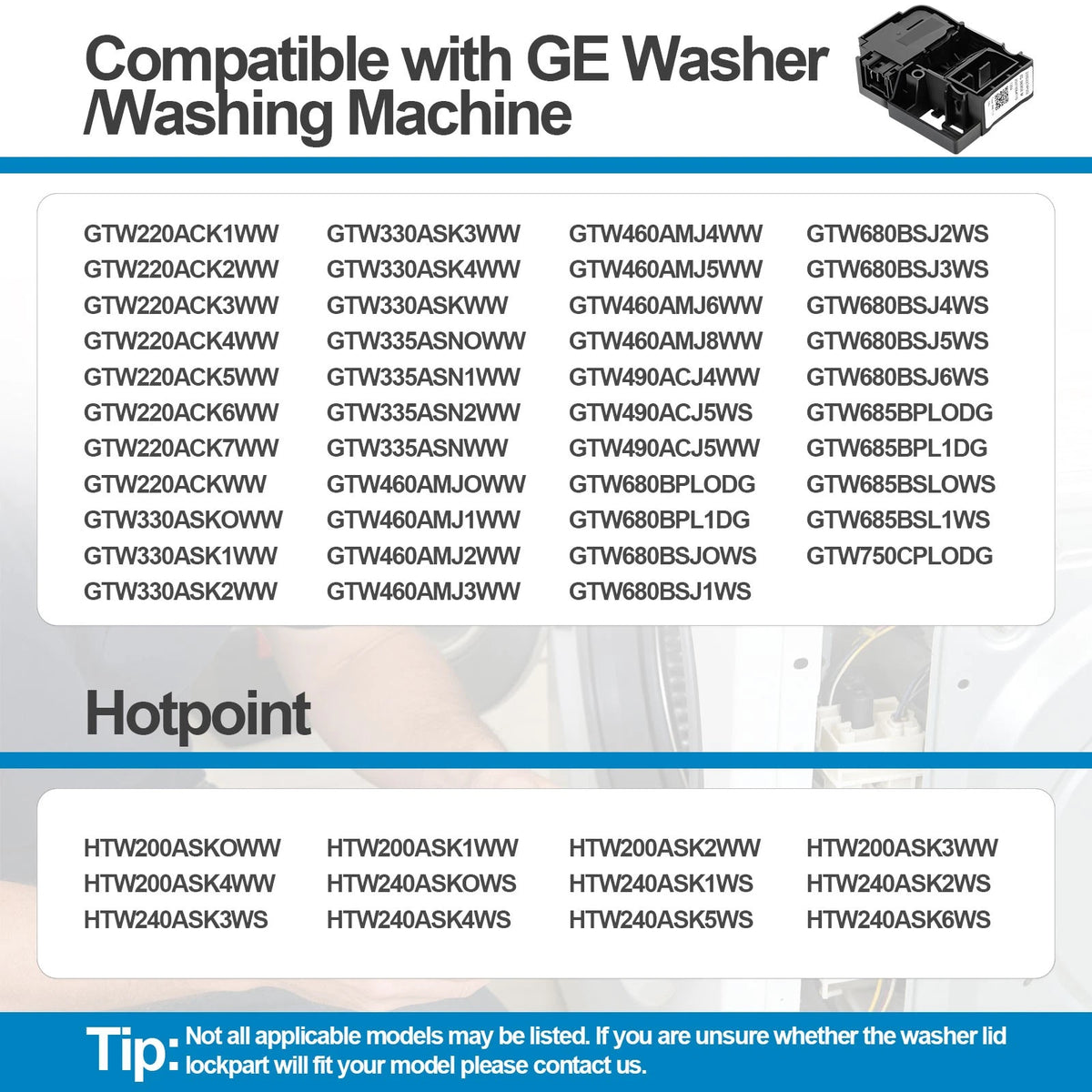 Washer Lid Quick Release Lock Switch for GE Hotpoint (WH01X27954)