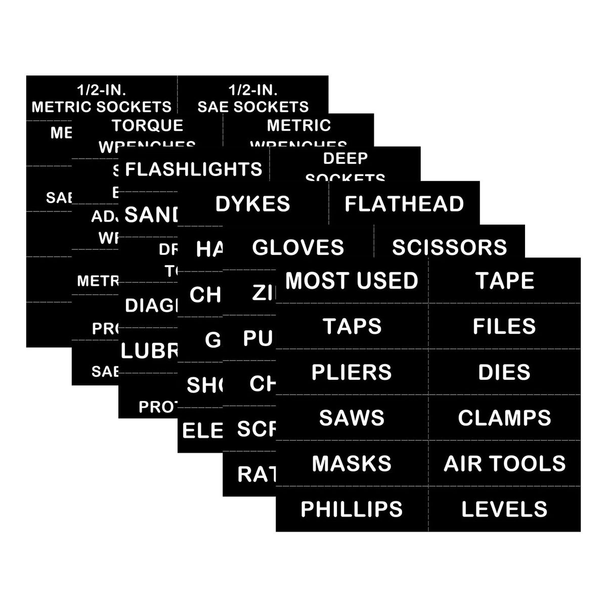 Magnetic Tool Box Organization Labels for Tool Chest (4 x 1 inch)