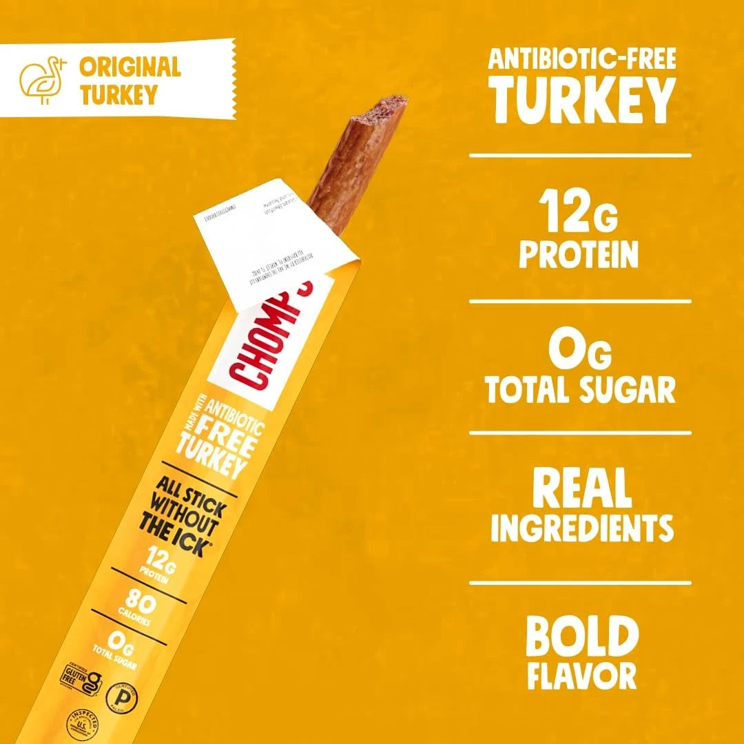 Chomps Original Turkey Jerky Meat Snack Sticks (Pack of 10)