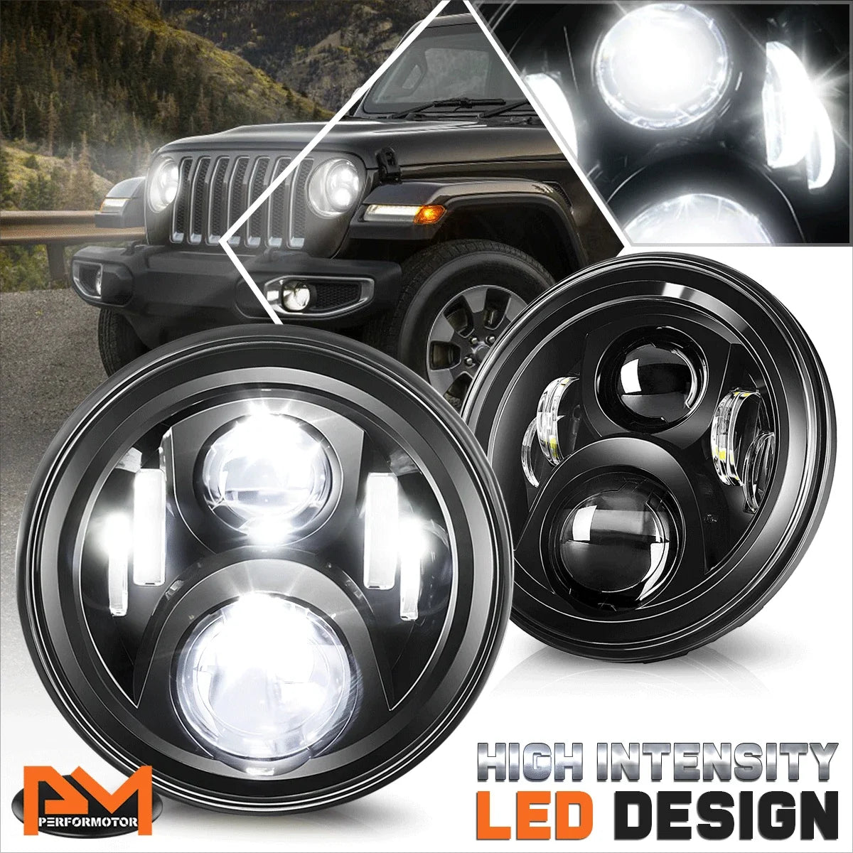 Full LED Projector Headlight Lamps for Jeep Wrangler JK (2007–2018)