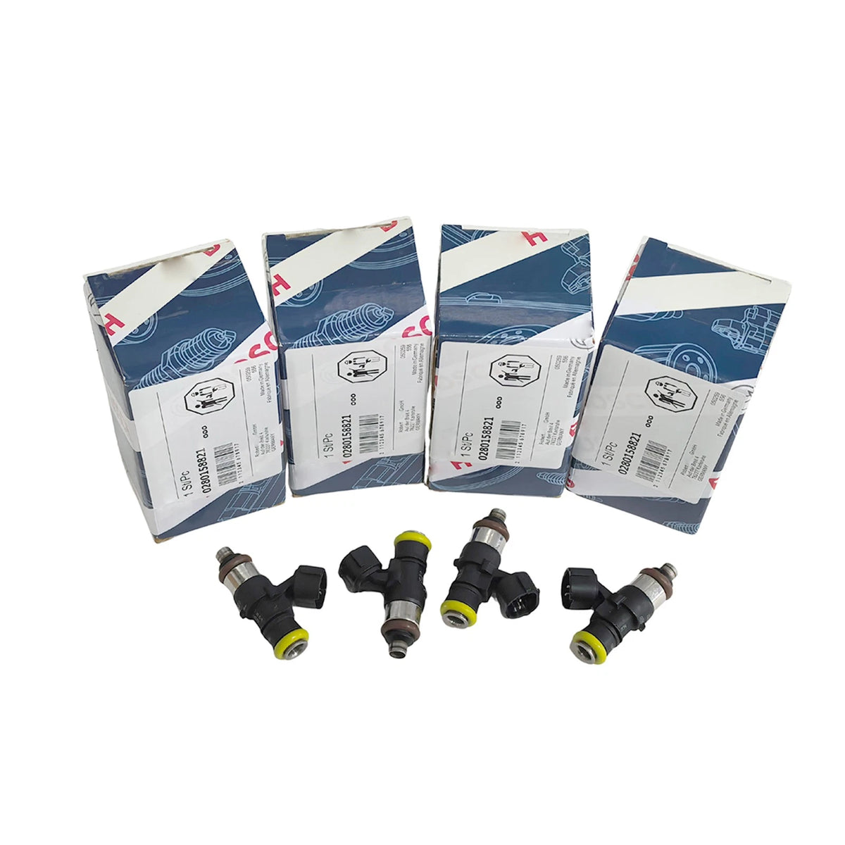 Set of 4 Fuel Injectors for Bosch (0280158821, 0280158843, ID2000, NGI-2-K)