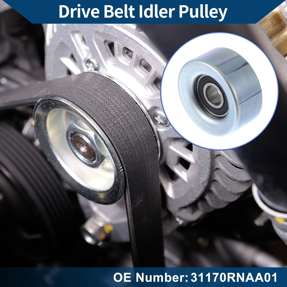 Drive Belt Idler Pulley for Honda Civic (2006) No. 31170RNAA01 1 Pc