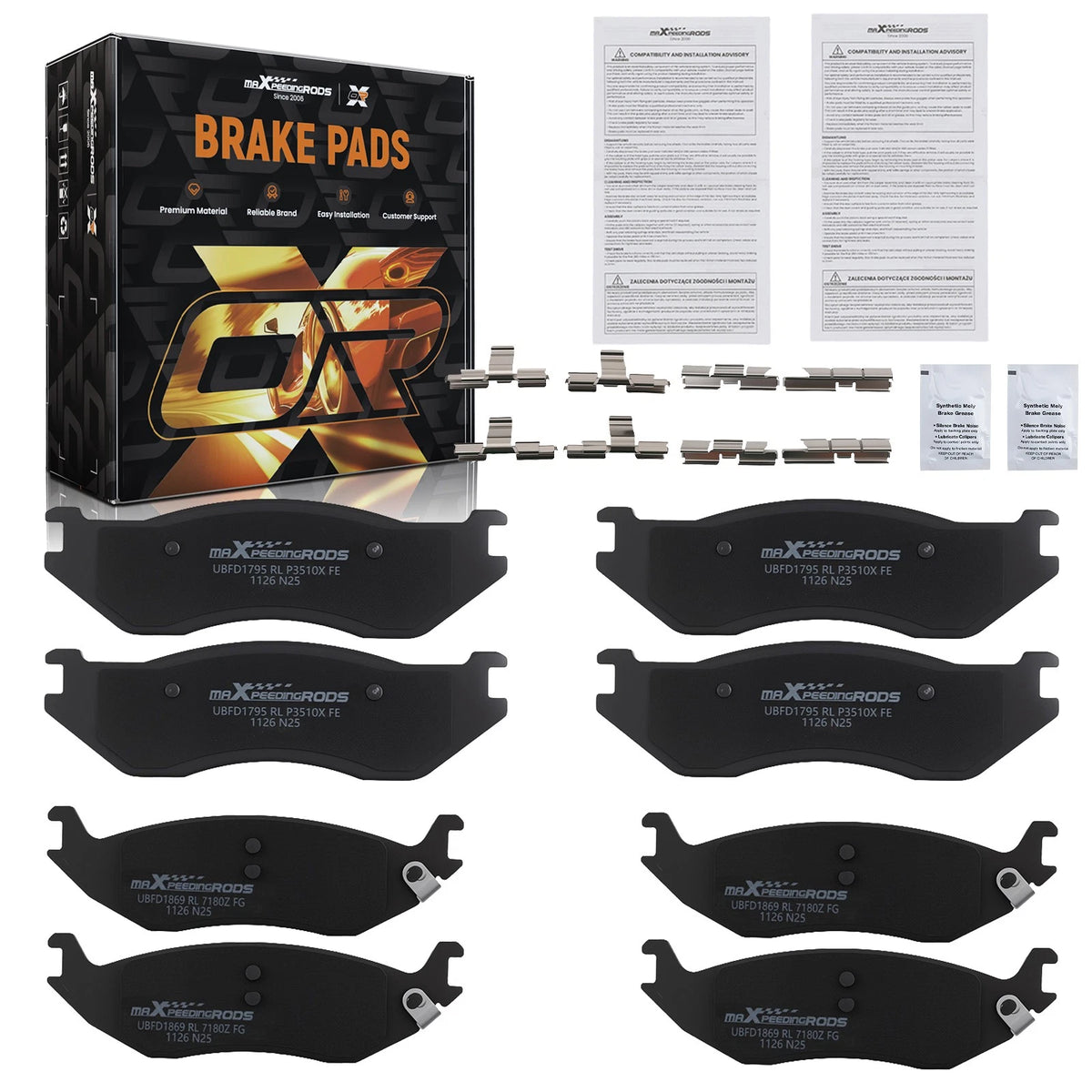 Brake Pads Set for Dodge Ram 1500 (2002–2005) D966 P966 RDNYWS