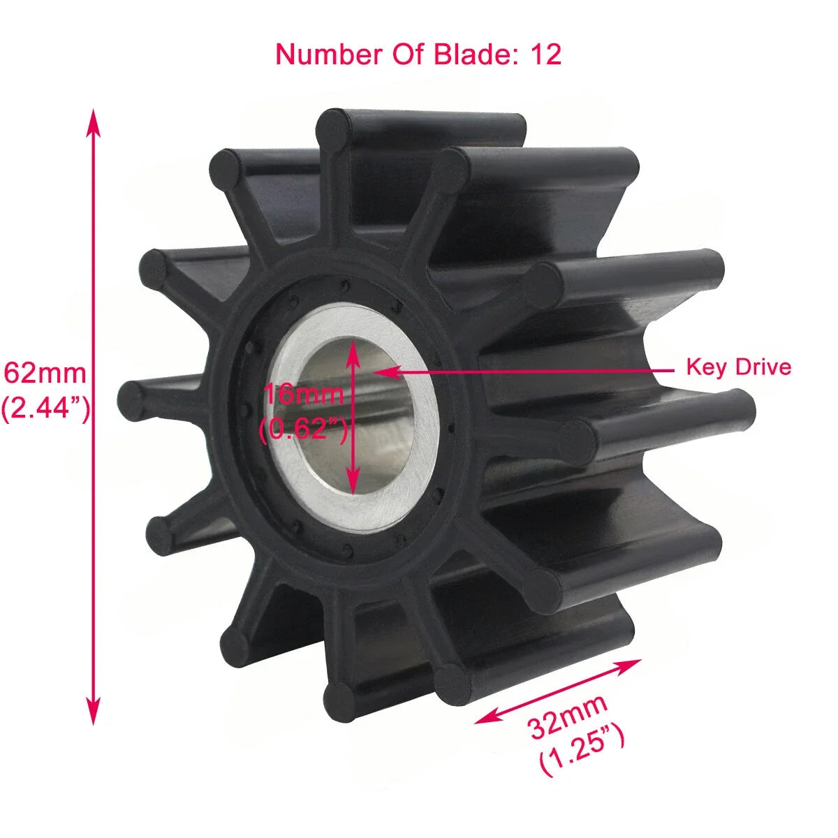 Inboard Water Pump Impeller Kit for Volvo (18838-0001, Sherwood 09959K)