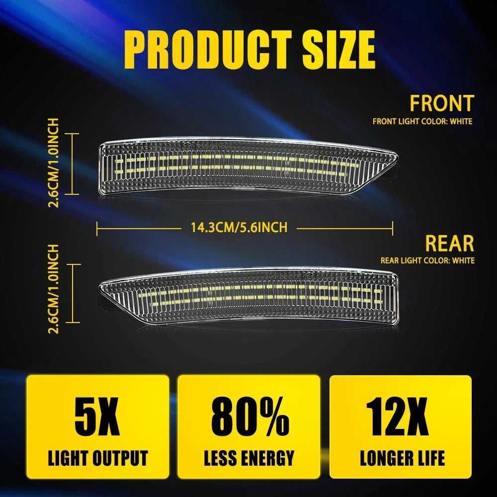 Set of 4 Clear Lens White LED Marker Lights for Ford Mustang (2024–2025)