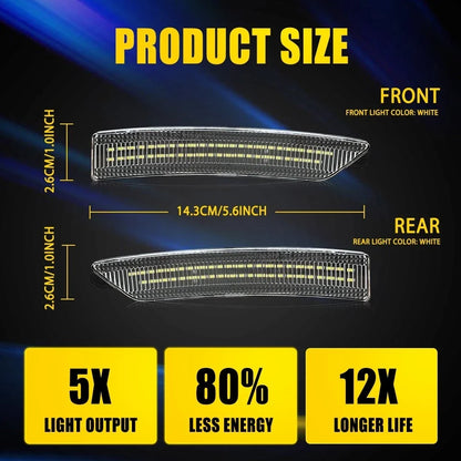Set of 4 Clear Lens White LED Marker Lights for Ford Mustang (2024–2025)