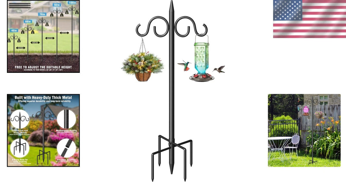 2X Double Shepherd's Hook for Outdoor Bird Feeder (108-Inch)