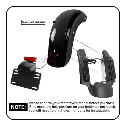 Matte Carbon Fiber Rear Fender Fascia LED Light for Harley Road Glide (2014–2023)