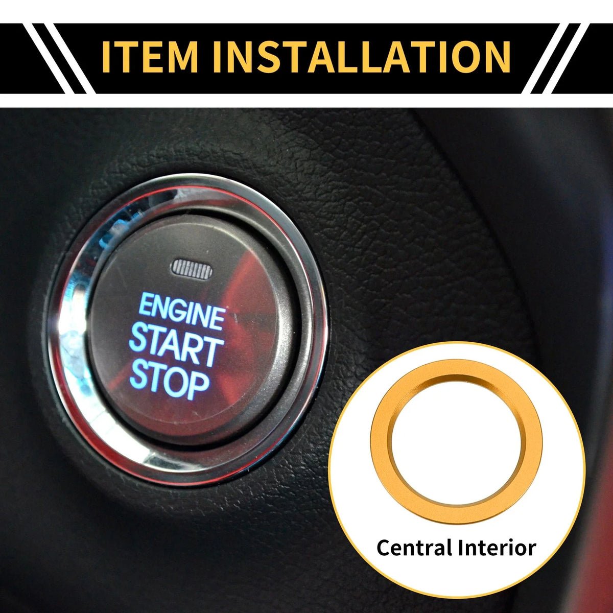 Engine Start Stop Button Knob Cover Ring for Toyota Tacoma (2016–2023) Gold Tone