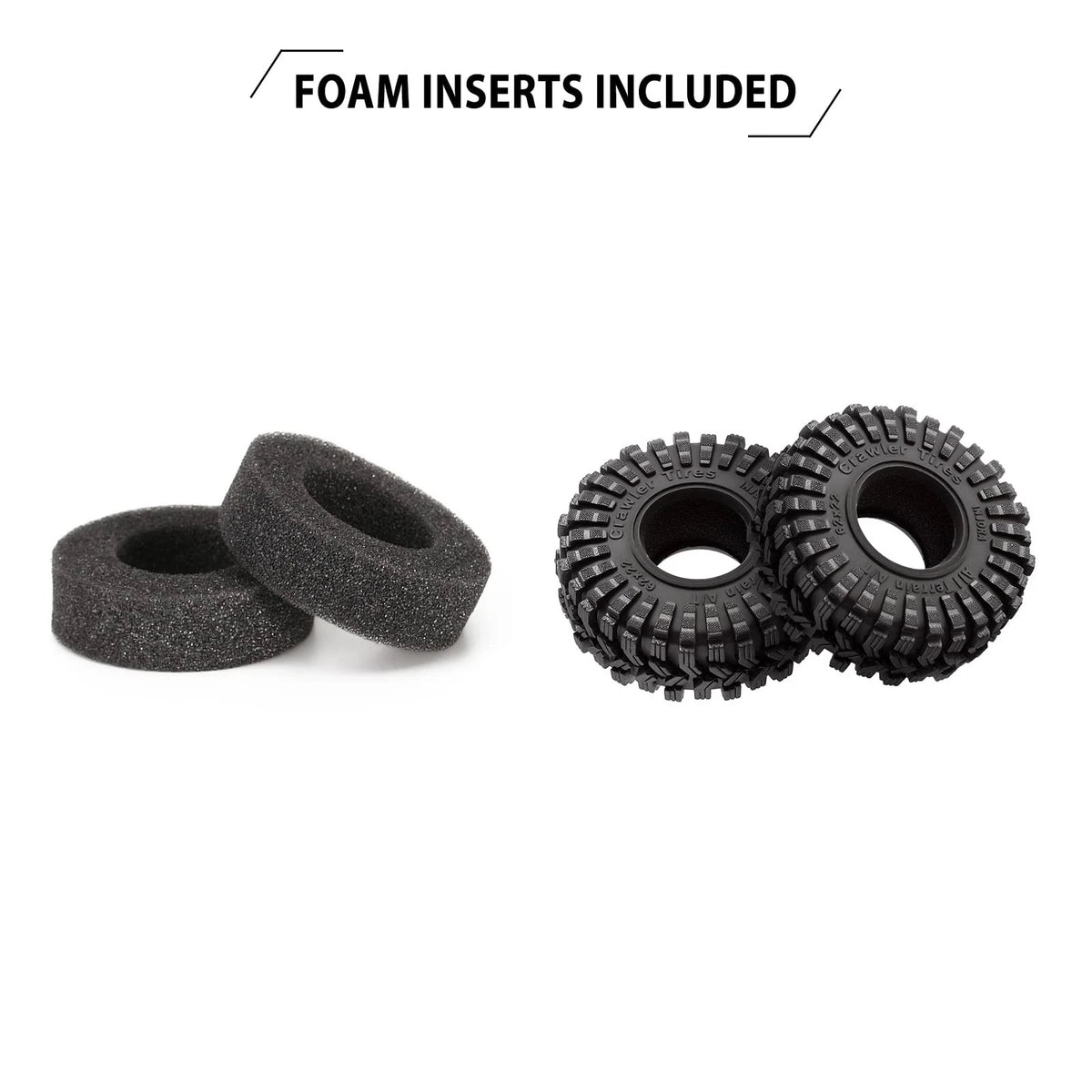 1.0 All Terrain Tires for INJORA S5 (62mm×22mm) - Super Soft Sticky, Black