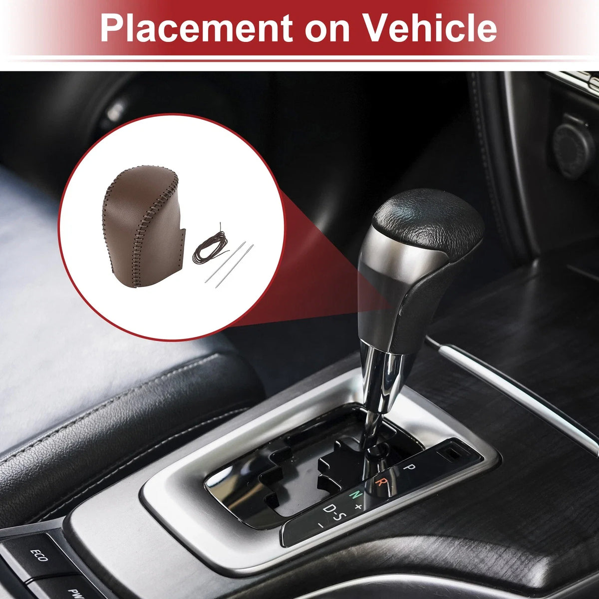 1 Pcs Gear Shift Knob Cover for Honda HR-V (2023–2024) Brown Faux Leather