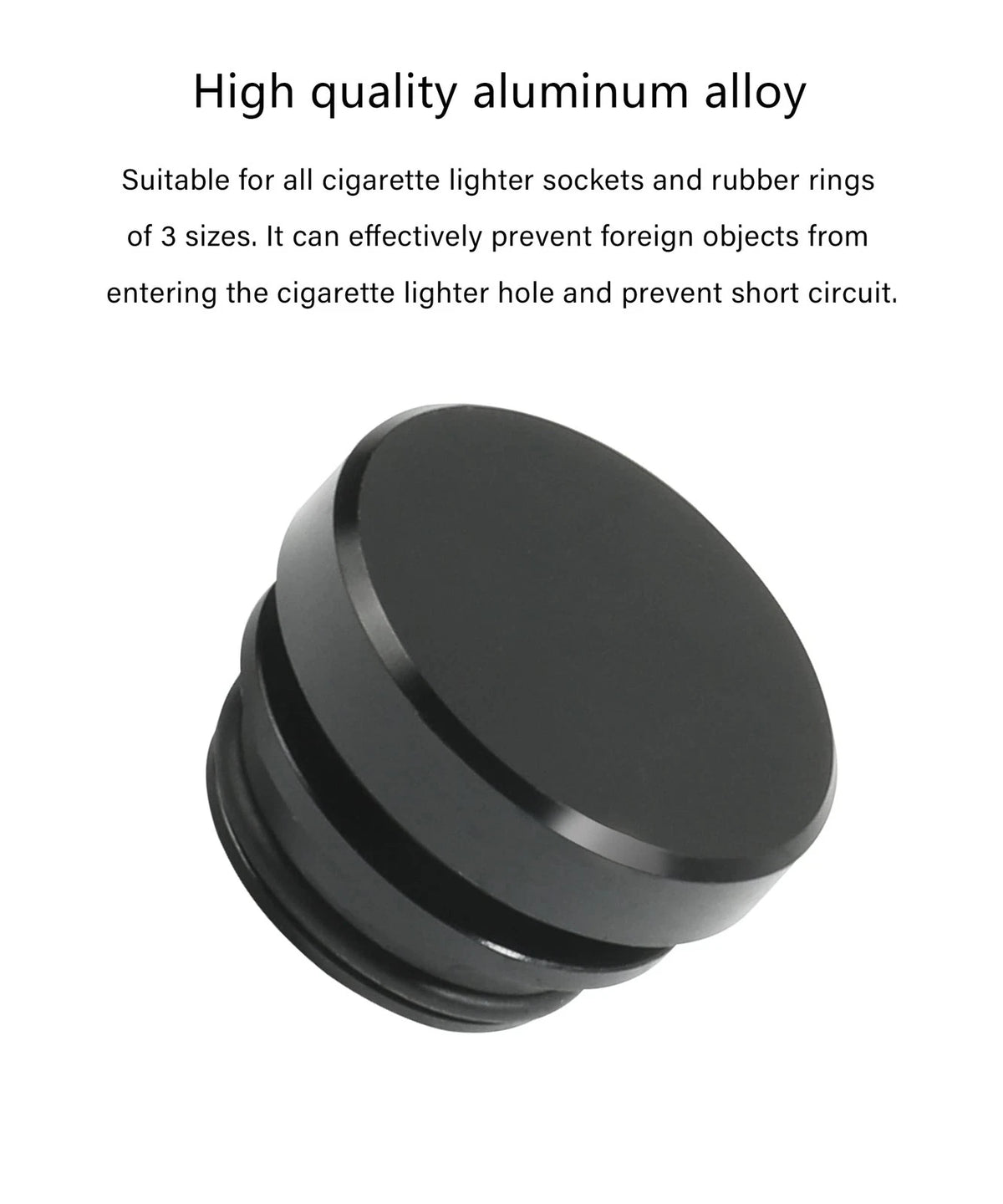 Cigarette Lighter Plug Cover for Universal Fit (Aluminum Black)