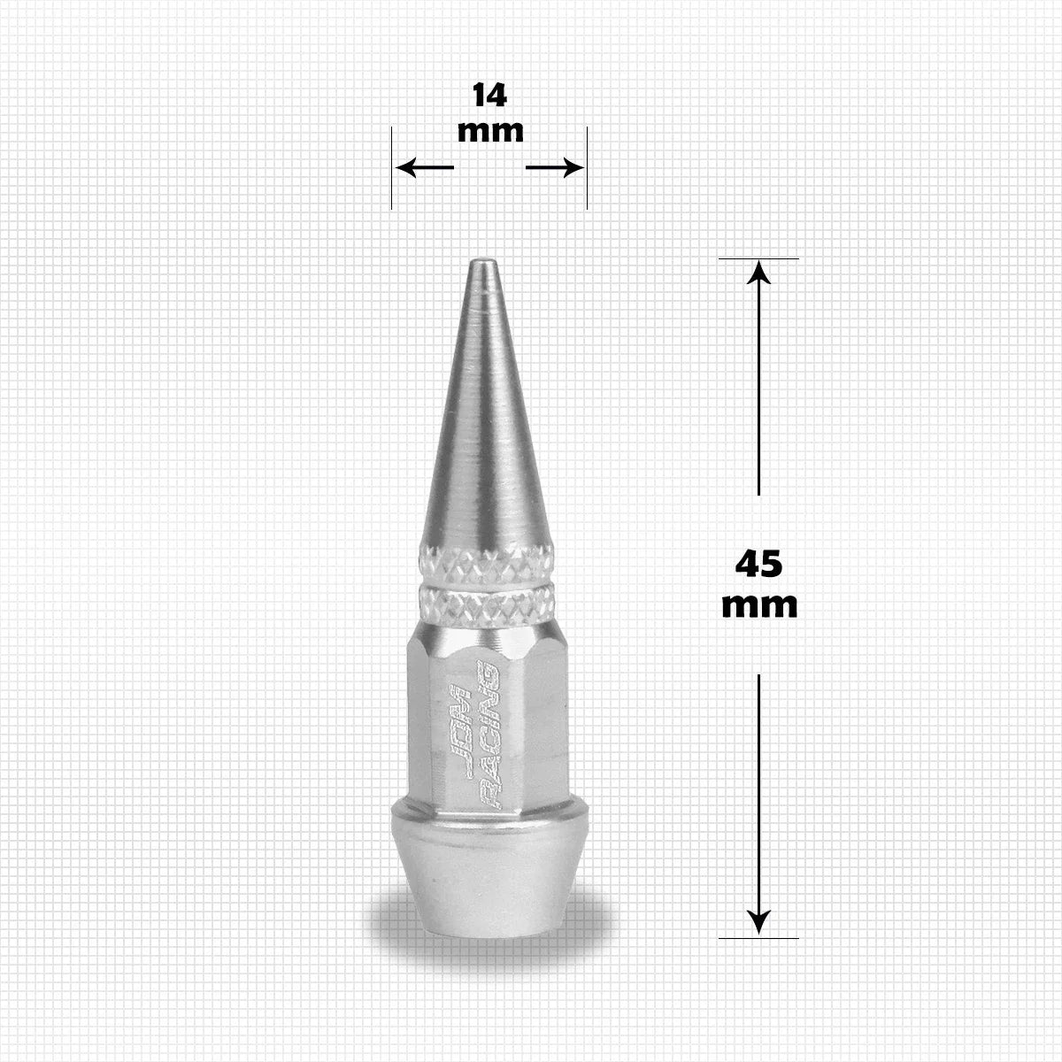 Set of 4 Silver Aluminum Spiked Tire Valve Stem Caps for Universal Fit