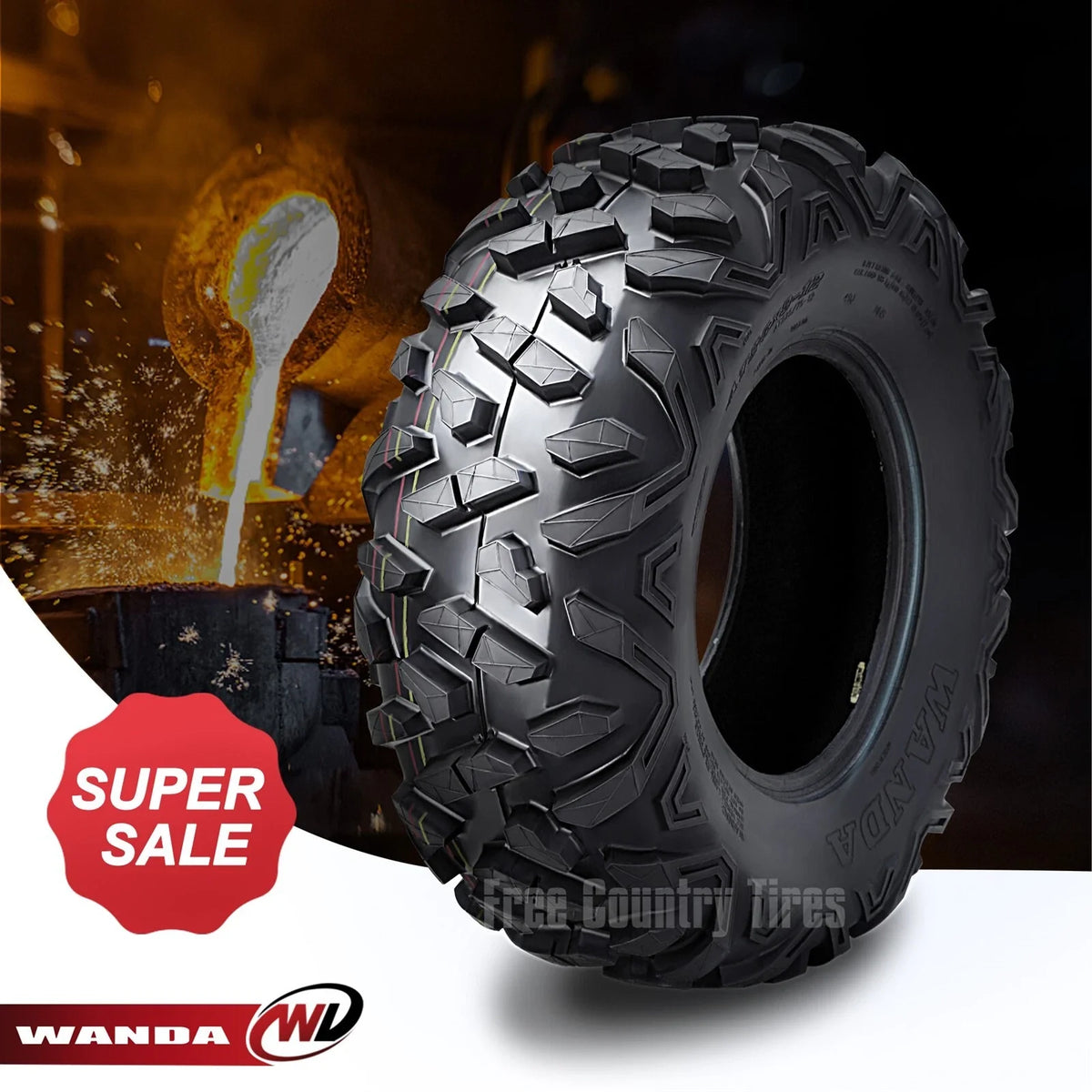 WANDA UTV ATV Tire 26x9-12 6PR 10377 Deep Tread Bighorn Style