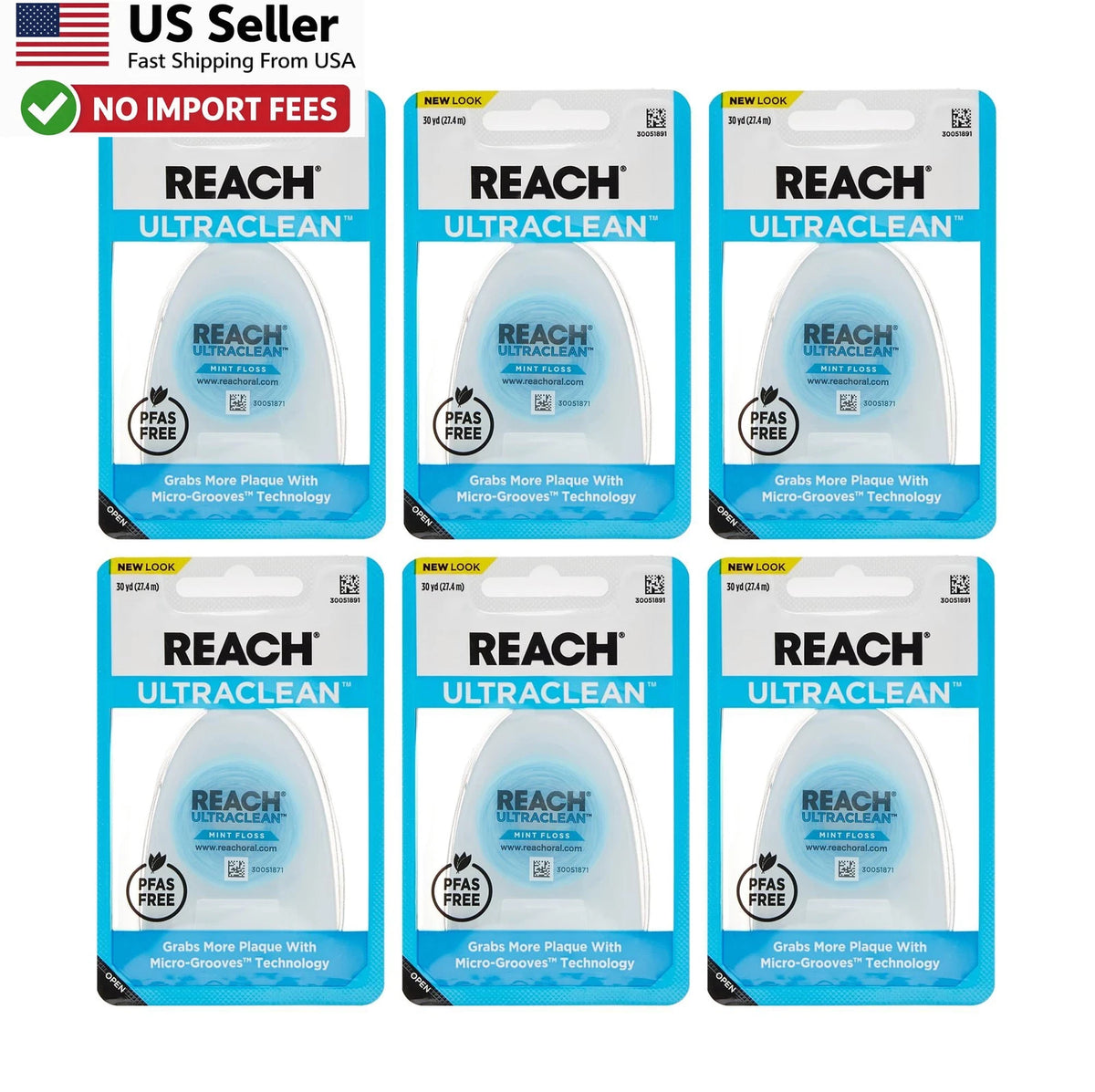 6X Ultraclean Mint Dental Floss Waxed PFAS Free