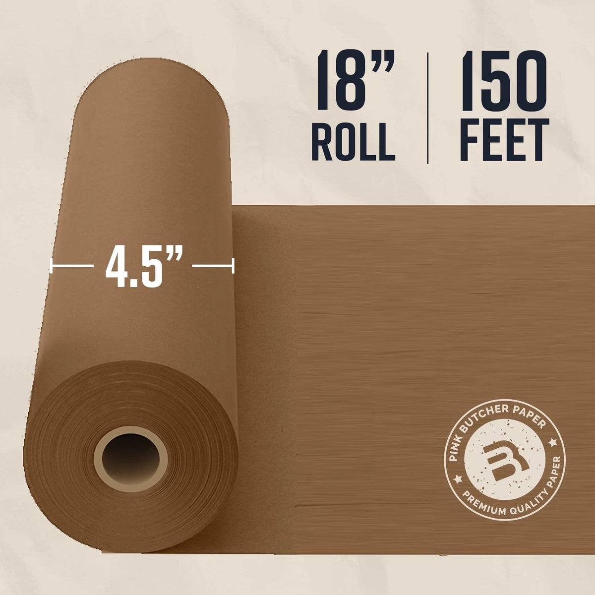 18 Inch Brown Kraft Butcher Paper Roll 150ft for Food Grade Meat Smoking