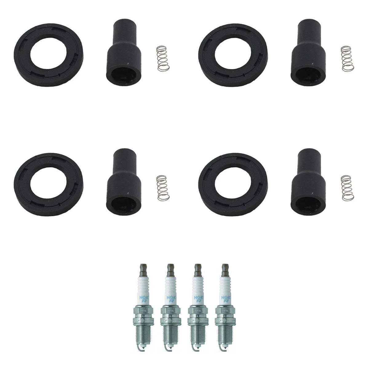 Set of 4 NGK Laser Platinum Spark Plugs & Coil Boots for Camry Highlander RAV4