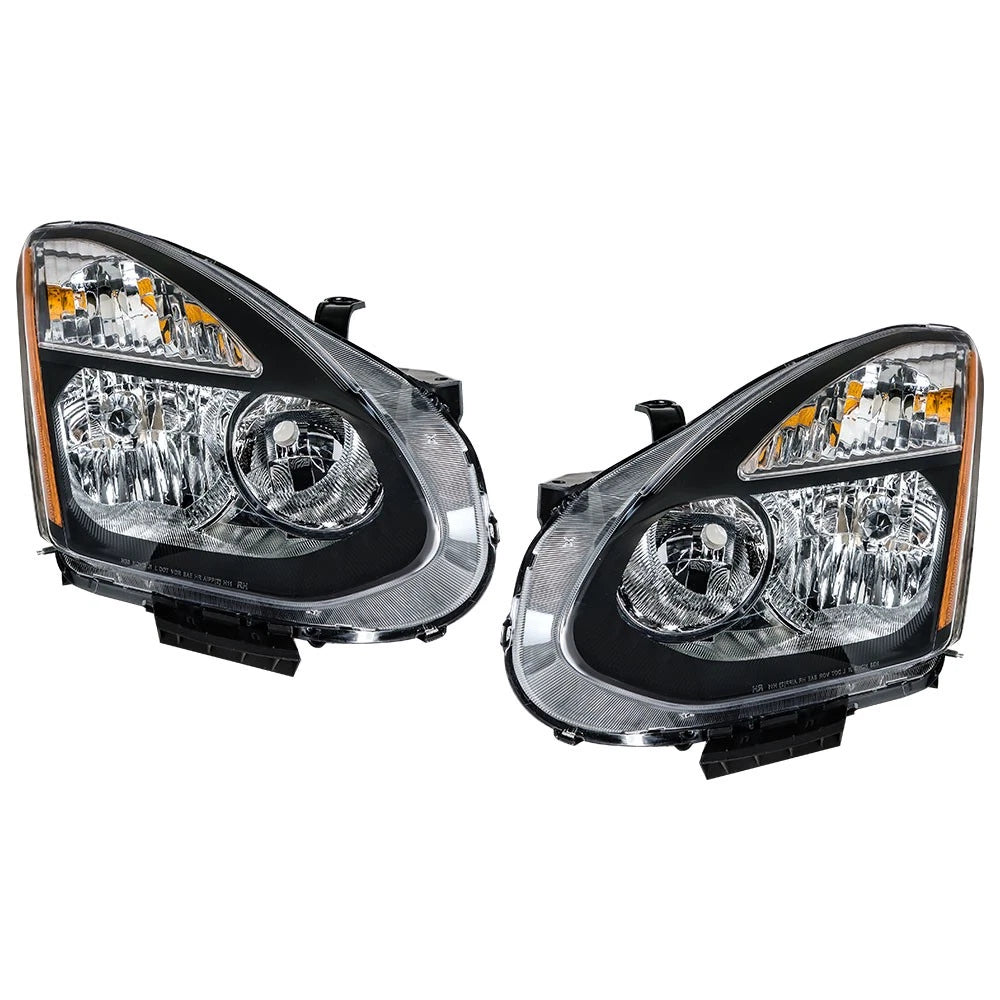 Set of 2 Black Headlight Assemblies for Nissan Rogue (2008–2013) AUD376816D