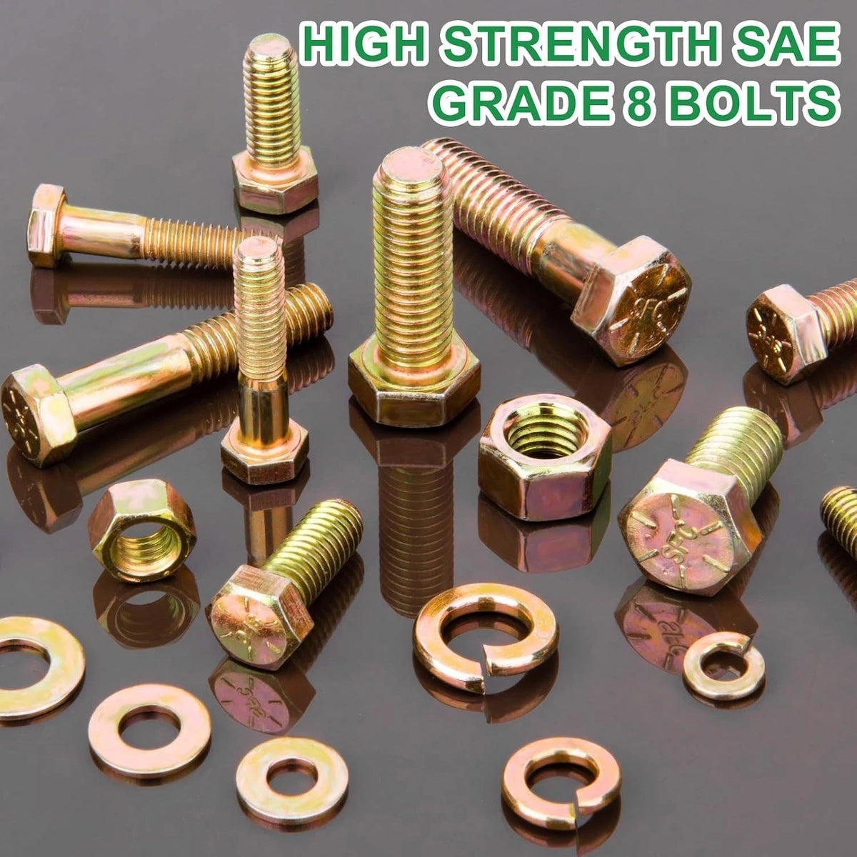 Set of 566 Alloy Steel Bolts & Nuts - Corrosion Resistant, 15 Sizes