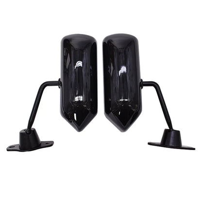 Set of 2 Universal F1 Style Side Mirrors for Cars - Glossy Black Convex