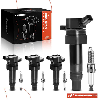 Set of 4 Ignition Coils & 4 Iridium Spark Plugs for Kia Forte Koup (2010–2016) - GN10683, 273012B110, UF-707, UF707