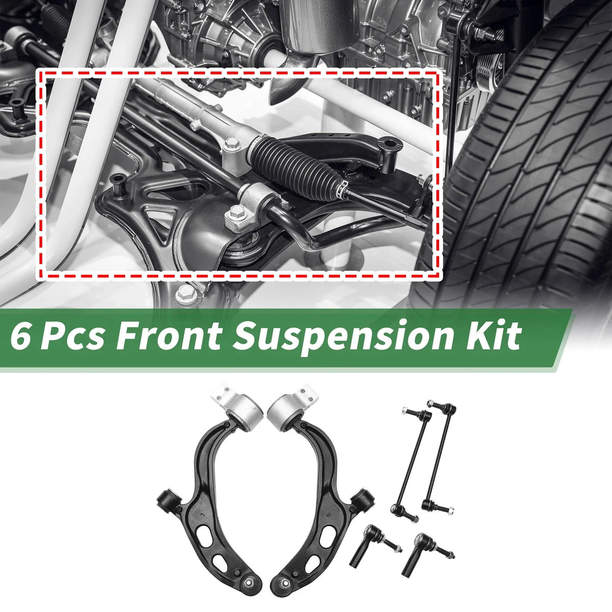 6 Pcs Front Lower Control Arms for Ford Flex (2010–2012) No.MS401121/MS401122