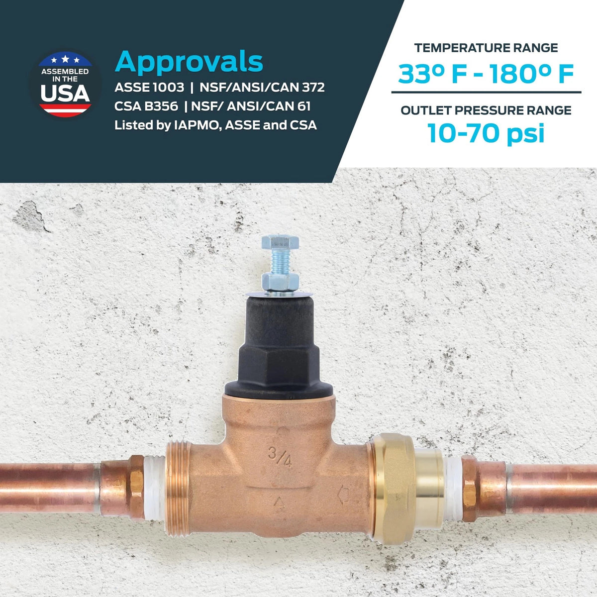 Cash Acme EB45 Pressure Regulating Valve for (3/4 in., Brass)