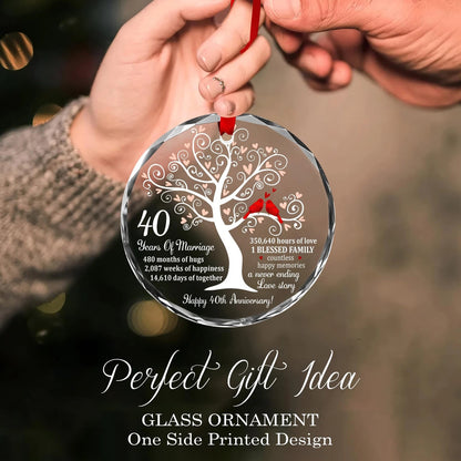 Bozspacer Glass Ornament for 40th Wedding Anniversary