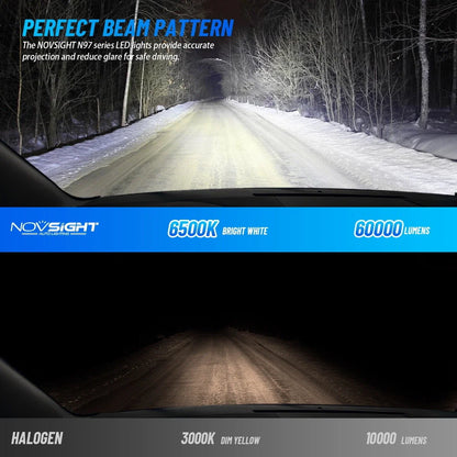 9007 HB5 LED Headlight Bulbs Kit for High/Low Beam (6500K, 80000LM)