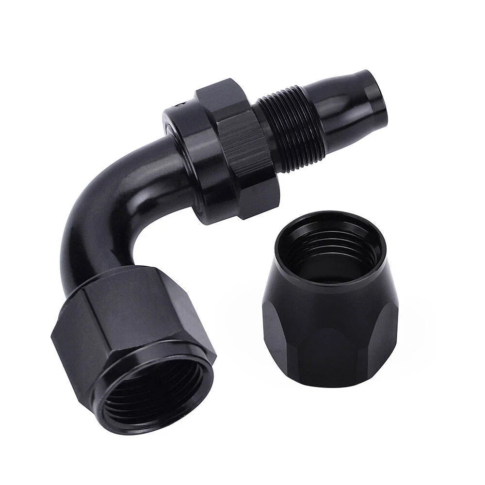 2Pcs AN6 90° Black Swivel Hose End Fitting Adaptor for Oil Fuel Line