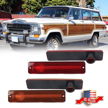 Set of 4 Amber Front & Red Rear Side Marker Lights for Jeep J Series