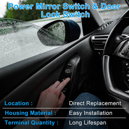 Front Left Door Lock Switch & Driver Side Mirror Switch for Chevy GMC