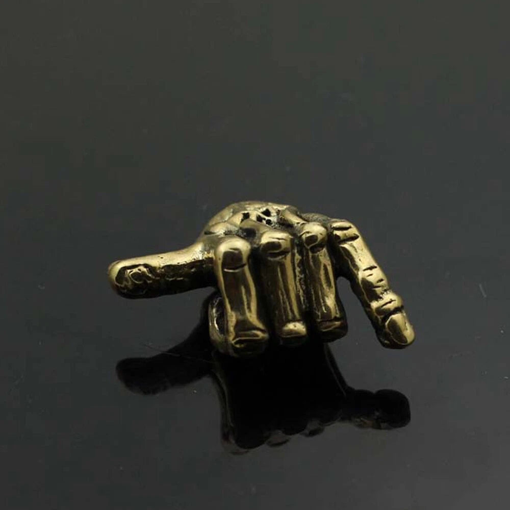 Solid Brass Hand Shaped Lanyard Bead for Paracord Knife Tool