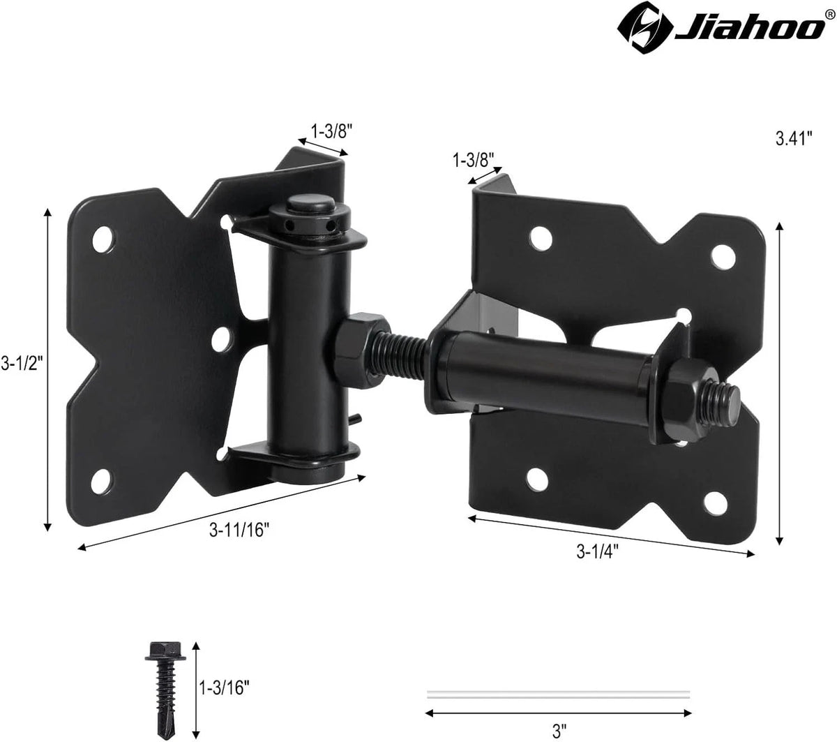 Self-Closing Gate Hinge Kit with Spring Adjuster for Outdoor Use