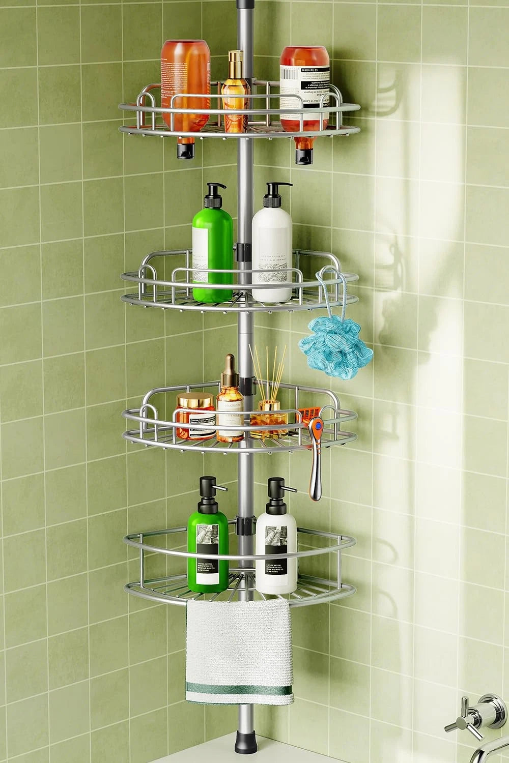 4 Tier Tension Pole Shower Caddy for Bathroom Organizer