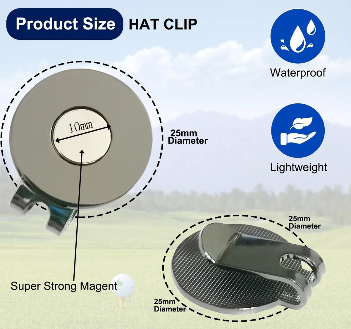 2X Golf Hat Clip Ball Marker Holder Magnetic Black Nickel
