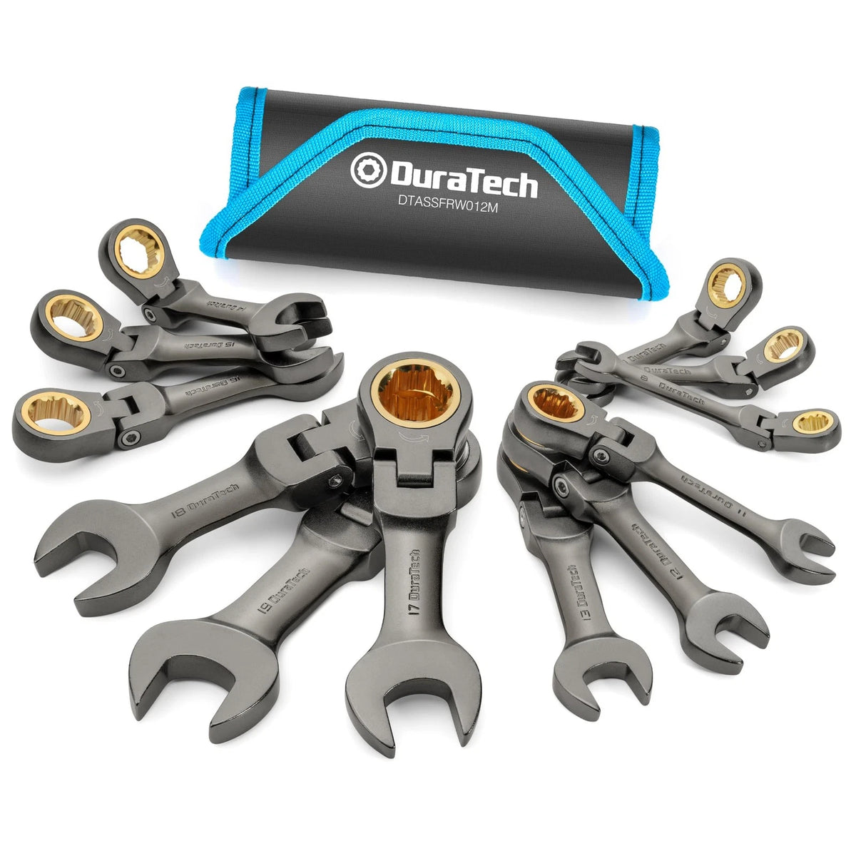 12-Piece Anti-Slip Flex-Head Ratcheting Wrench Set for Universal Use