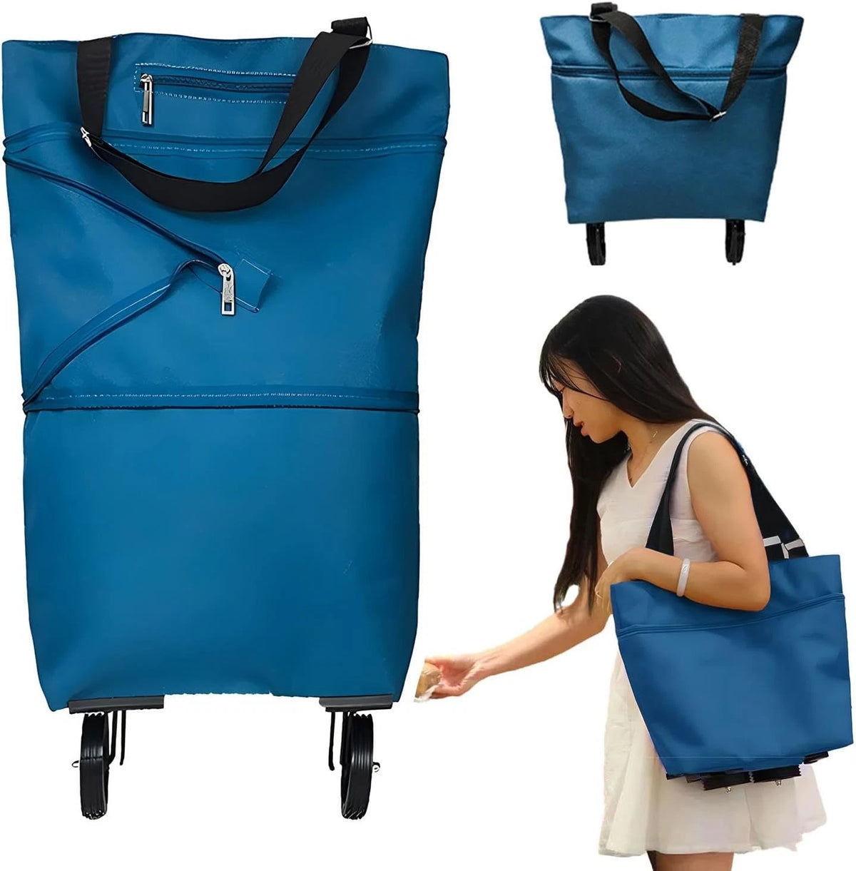 Collapsible Shopping Cart with 360° Swivel Wheels for Portable Use