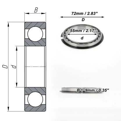 Deep Groove Ball Bearing 6811NR for Scooter Skateboard (P0 55x72x9mm)